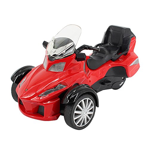 Multifit Kids 1:16 Die Cast Pullback 3 Wheel Motorcycle Toddler Music Lighting ATV Bicycle Gift Car(Red)