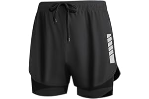 Men's Gym Shorts 2 in 1 Running Shorts with Liner Quick Dry Athletic Workout Fitness Training Outdoor Sports Short