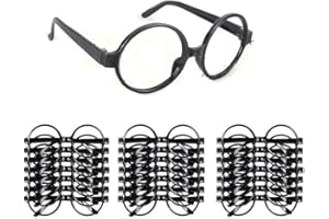 Col-Pary Wizard glasses with round frame,no lenses for Kid Birthday Party, Halloween, St. Patrick's Day Decoration
