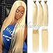 Dorabeauty Blonde Hair Bundles 4×4 Lace Closure with 3 Bundles #613 Platinum Blonde 100% Remy Human Hair (ST 14