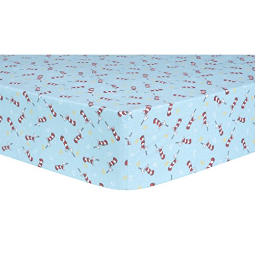 Trend Lab Dr. Seuss Cat in The Hat Tipping Hat Fitted Crib Sheet, Red/Blue/Yellow