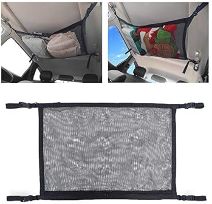 Car Ceiling Storage Net Pocket Vuffuw Universal Adjustable Elastic