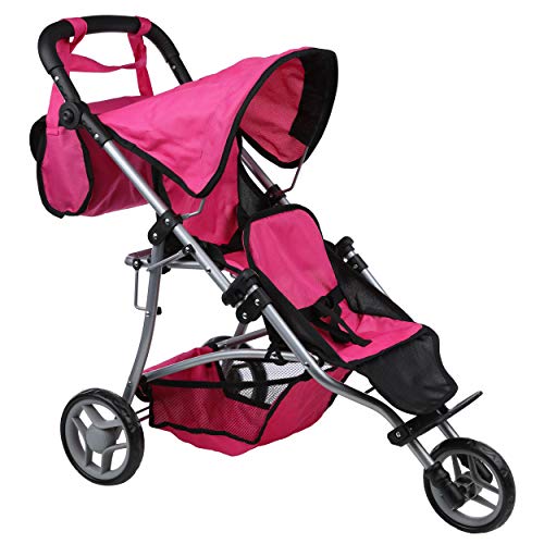 Mommy & me Twin Doll Jogger with Free Carriage Bag, Baby Doll Double