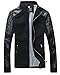 XueYin Men's Slim Fit PU Leather Jacket Outwear(Black,M size)