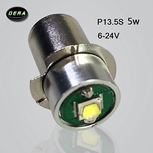 DERA 5W 6-24V Cree P13.5S Led Flashlight Replacement Bulb 6v12v18v Lantern Work Light