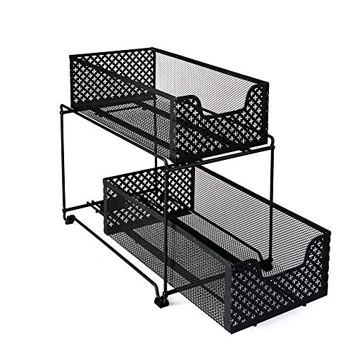 2 Tier Organizer Baskets with Mesh Sliding Drawers, Ideal