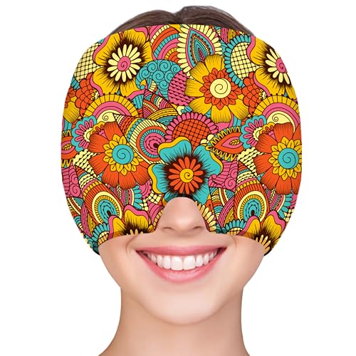 ZNÖCUETÖD Migraine Relief Cap Headache Relief Cap Cold Cap Ice Hat for Migraines Headache Sinus Stress Tension Head Ice Pack Wrap Migraine Mask Hangover Cap Ice Beanie Hot/Cold Compression Women