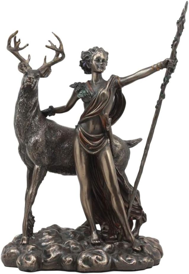 YK YesKela Greek Roman Goddess of The Hunt Moon and Nature Diana with Stag Statue Artemis