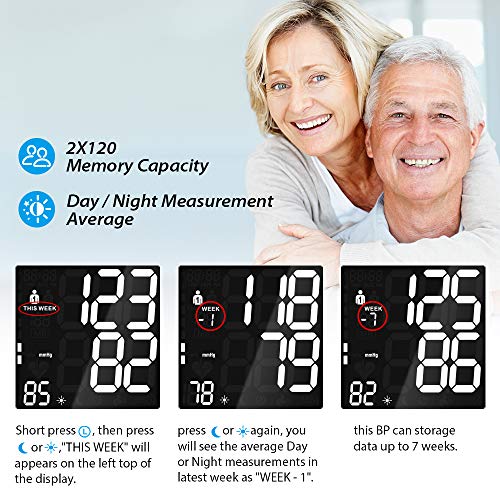 MIBEST Blood Pressure Monitor with Talking Function - Talking Blood Pressure Cuff with Large Display - 8.7-16.5" BP Monitor Machine - 240 Memory - Blood Pressure Kit with Batteries Adapter Included - Thumbnail 5