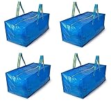 House Goody's Zippered Extra Large super strong Reusable Grocery,Shopping, Moving,Garment Laundry Storage Bags, Compatible with IKEA Frakta Hand Cart. Max. load: 55LB. 20 Gallon. 4-Pack