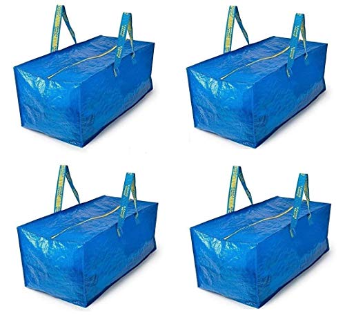 House Goody's Zippered Extra Large super strong Reusable Grocery,Shopping, Moving,Garment Laundry Storage Bags, Compatible with IKEA Frakta Hand Cart. Max. load: 55LB. 20 Gallon. 4-Pack