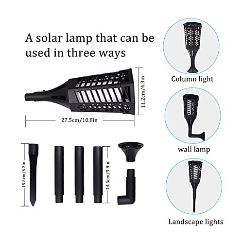 CINOTON Solar Tiki Torches,Solar Flame Torch Lights Outdoor, Landscape Decoration Lighting, Dusk to Dawn Security Warm Light Garden Patio Deck Yard Driveway (4 Pack) - Thumbnail 3