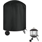 DONSIQIZZ Fire Pit Cover for Fire Sense 01471 Fire Pit, 600D Heavy Duty Waterproof Outdoor Patio Firepit Cover for Aoxun Chiminea Propane Fire Pit Outside Fireplace Cover