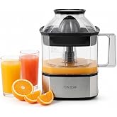 Astralship Citrus Juicer Machine Electric Orange &amp; Lemon Squeezer with Stainless Steel Base, 24oz Pitcher, Pressure-Activated, 2 Cones &amp; Pulp Filter for Orange, Lemon, Grapefruit Juice