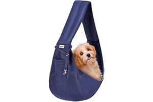 FDJASGY Small Pet Sling Carrier-Hands Free Reversible Pet Papoose Bag Tote Bag with a Pocket Safety Belt Dog Cat for Outdoor Travel Benzo Blue