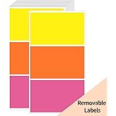 STARLIBOO Removable Colored Labels Stickers, 3X5 Inch Removable Large Label Stickers for Moving Boxes and Storage Bins- Waterproof- Tear Resistant (Multicolor