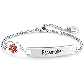 NARTGO Heart Medical Alert ID Bracelet for Women Emergency First Aid Health Alert Stainless Steel Adjustable Chain Bracelets