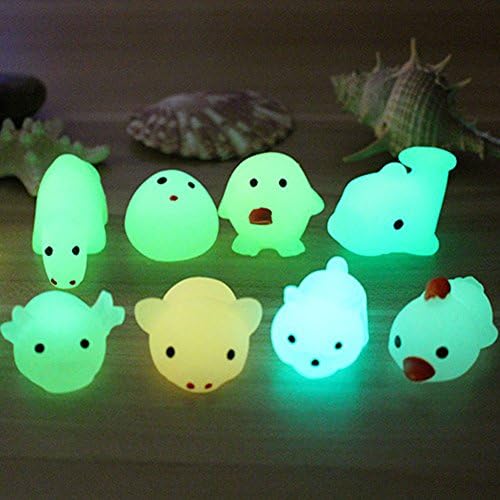 STRESS SPINNER 6 Pack Mini Cartoon Animals Doll Glow in the Dark Venting Decompression Ball Pressure Squeeze Toy