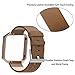 Henoda Compatible with Fitbit Blaze Bands Leather with Rose Gold Frame, Small Brown Blaze Band for Women Men