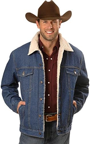 China Leather Men's Sherpa-Lined Denim Jacket Denim Medium