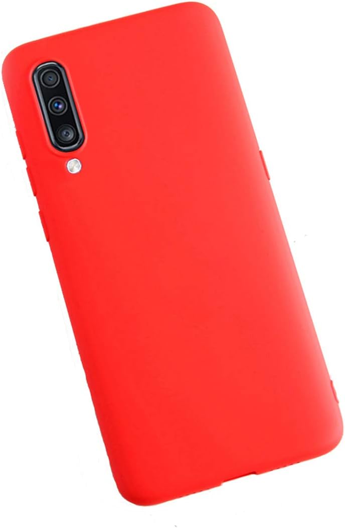 XunEda Case for Samsung Galaxy A70, Ultra Thin Liquid Silicone Shockproof Protective Soft Back Case Skin + Screen Protector for Samsung Galaxy A70 Smartphone(Red)