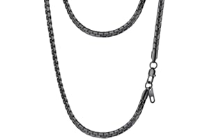 PROSTEEL Stylish Stainless Steel Flat Link Chain Necklace for Men, 2mm/4mm/6mm/8mm. Silver/18K Gold/Black, Hypoallergenic Jewelry, 14"-30", Come with Box