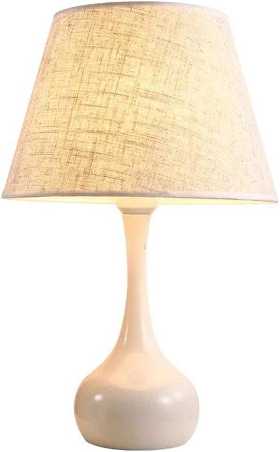 Bedside Table Lamp, Minimalist Nightstand Lamp，Linen Fabric