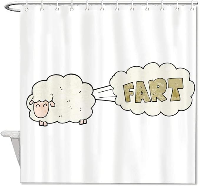 Amazon Com Mesllings Shower Curtains The Sheep Farts Polyester Fabric Bathroom Decor Set With Hooks 66x72 Inch Kitchen Dining
