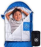 All Season Kids Sleeping Bag – Perfect for Children’s Camping, Backpacking & Sleepovers – Fits Girls, Boys & Teens up to 5’1. Lightweight & Compact. Tough Ripstop Waterproof Shell & High-Loft Fill