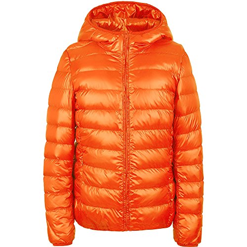 Winter Women Down Jacket Ultra Light Down Snow Coat Hooded 90% White Duck Down Jackets For Women Thin Feather Jacket camperas (L, Orange)
