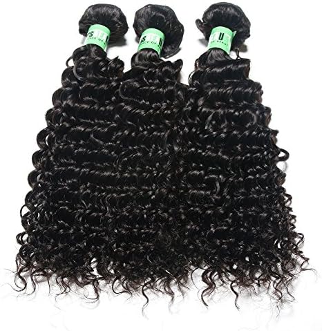 Msbeauty Hair 10A Brazilian Virgin Hair 3 Bundles 16 18 20 inch Deep Wave Virgin Curly Weave Human Hair Bundles Virgin Human Hair Natural Color