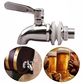 SODIAL Edelstahl Wasserhahn Fassbier Wasserhahn fuer Hausbrauen Fermenter Wein Fass Bier Saftspender Trinken Kuehlschrank Fae