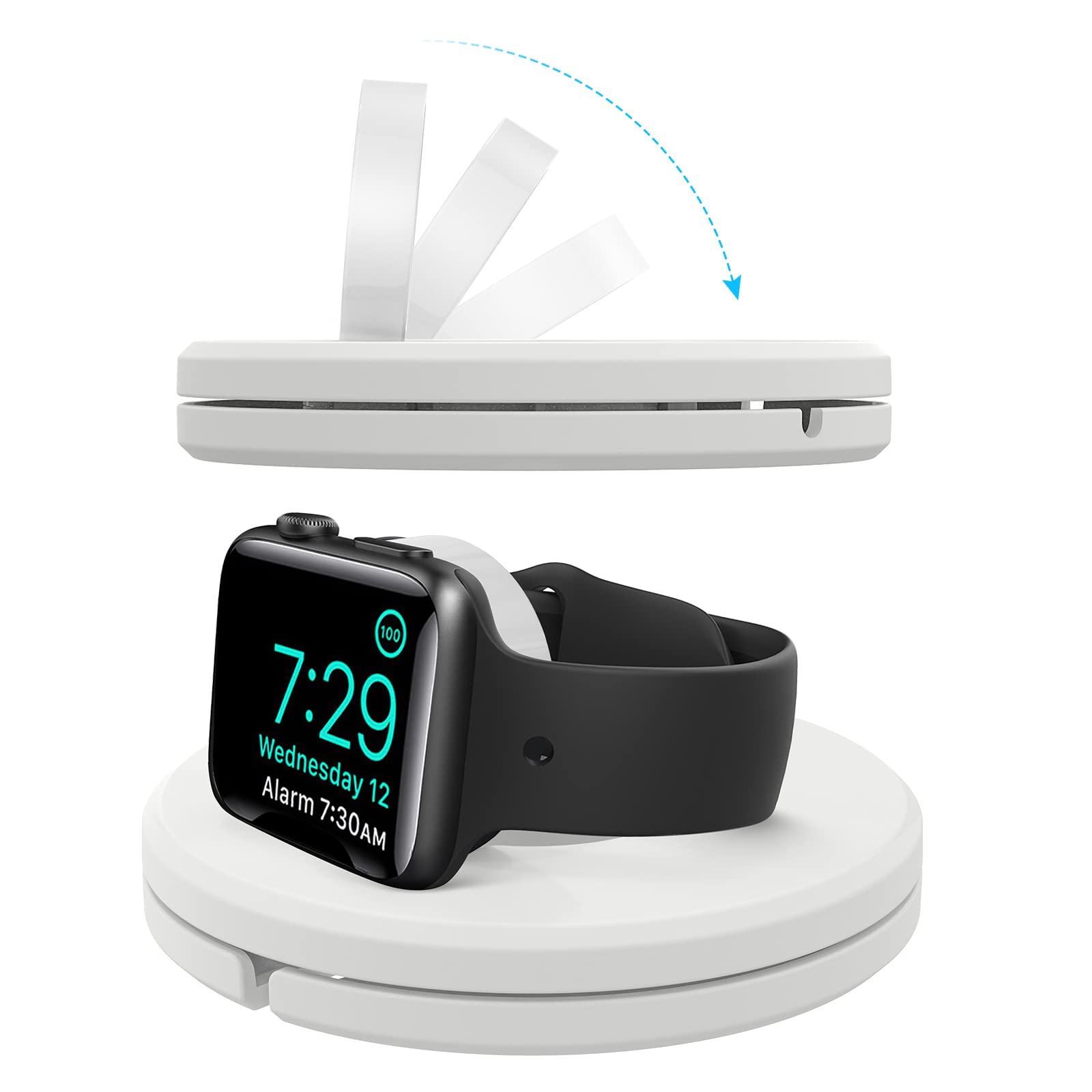 AXFEE Charging Stand for Apple Wat-ch, Adjustable Height | Foldable Charging Dock for Apple Wat-ch Series 8 Ultra SE (2022)/Series 7 6 5 4 3 2 1 Accessories (No Charger, White)