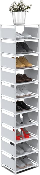 isightguard Narrow Shoe Rack 10 Tier Vertical Slim Organizer 66.4in Tall