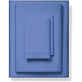 1000-Thread-Count 100% Pure Cotton Bed Sheets -4 Pc King Size Deep Blue Sheet Set, Single Ply Long Staple Combed Cotton Yarns, Best Luxury Sateen Weave, Fits Mattress Upto 17'' Deep Pocket