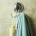 Gecko-Loc Suction Cup Towel Hook for Bathroom Shower or Kitchen Wall - Loofa, Bath Brush Accessories Hooks Holder Bath Tub Removeable Hangers - Silver