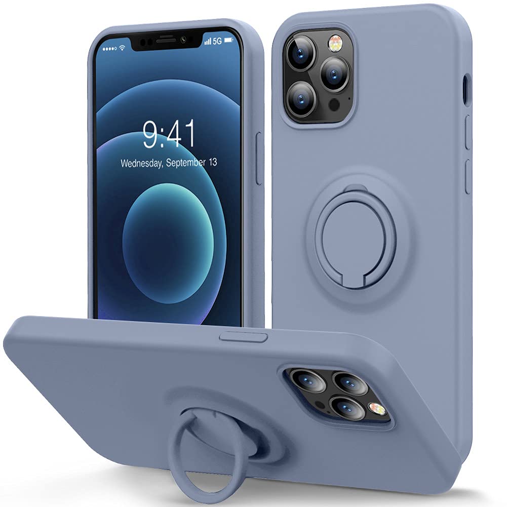 Photo 1 of MOCCA Compatible with iPhone 12 Pro Max Phone Case 6.7 inch with Ring Kickstand | Super Soft Microfiber Lining | Anti-Scratch Full-Body Shockproof Protective Case for iPhone 12 Pro Max - Lavender Grey
