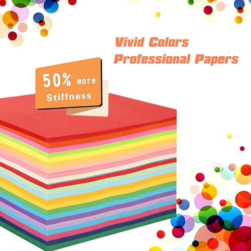 Origami Paper Kit 1000 Sheets 6 Inch Square Double Sided Color 20 Vivid Colors for Beginners Trainning and School Craft Lessons