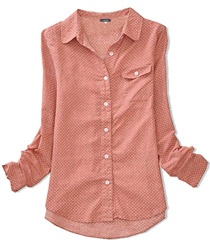 Amoin Women's Polka Dot Long-sleeve Vintage Casual Shirt Blouse