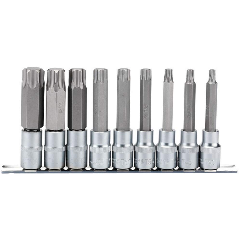 Draper 16329 1/2" Square Drive 100MM Long TX-Star Socket Bit 9 Piece Set