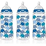 NUK 62736 Hearts,Butterfly Or Elephants Baby Bottle with Perfect Fit Nipple, 10 Ounces, 3 Pack, Assorted Colors