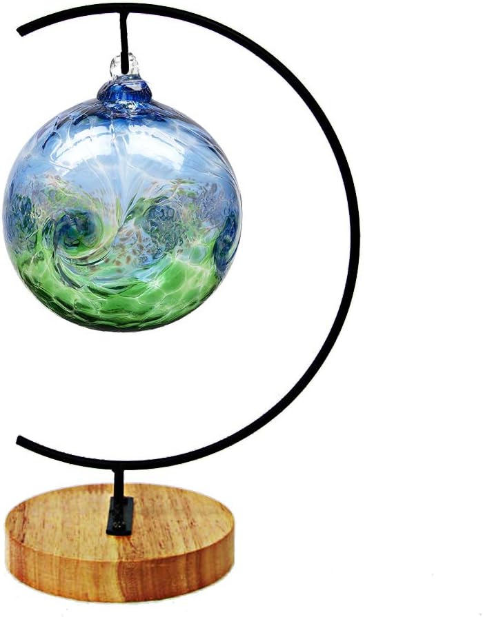 Fosinz Ornament Display Stand Round Wood Iron Hanging Stand Holder for Hanging Glass Globe Air Terrarium Ball Christmas Ornament Home Wedding Decoration (1 Piece