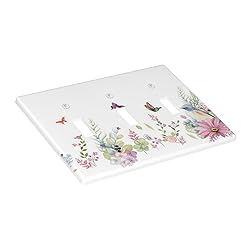 Butterfly Flower Triple Toggle Light Switch Cover