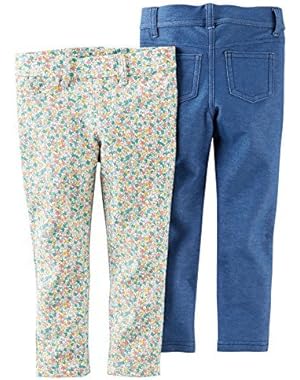 Baby Girls' 2-Pack Jeggings - Floral/Blue (3 Months)