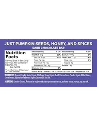 Health Warrior Pumpkin Seed Protein Bars, Dark Chocolate, 8g Plant Protein, Gluten Free, Certified Organic, 12 Count