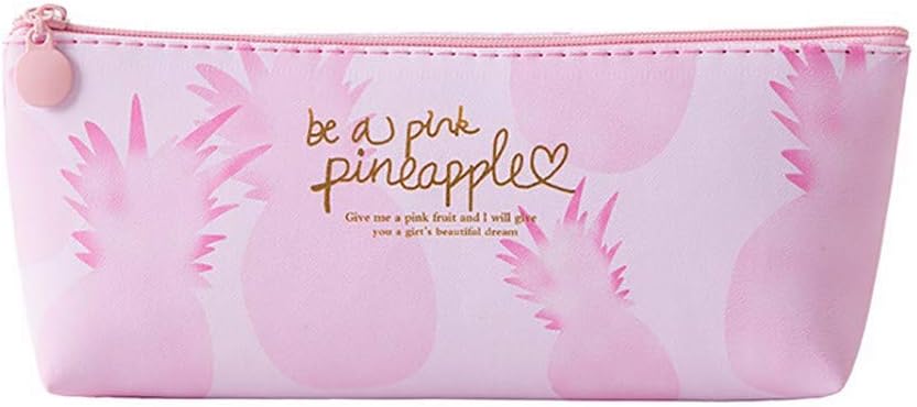 Jeeke Pink Pineapple Pencil Case Cosmetic Bag Makeup Pouch  Pencils Box,Multifunctional Storage Bag