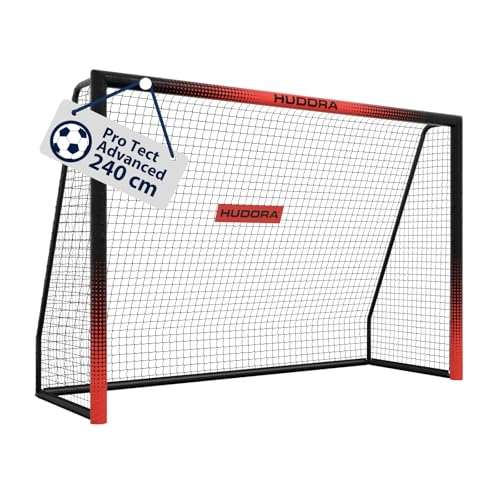 HUDORA Fußballtor Pro Tect 240 Advanced – Outdoor Fußballtor mit Netz und wetterfester Ummantelung für Kinder/Erwachsene – Einfacher Aufbau im Garten – Torwand
