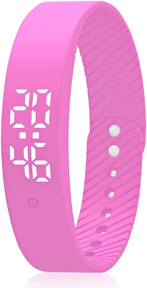 Non-Bluetooth Pedometer Smart Watch Bracelet Smart Wristband Pedometer Fitness Tracker Watch with Steps Calories Mileage Counter & Time / Date Showing [No App & Phone needed] for Kids Men Women Walking Running Exercise (Pink)