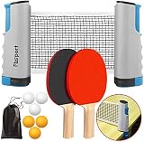FBSPORT Ping Pong Set 2 Bats 6 Balls Retractable Net Carry Bag Indoor Outdoor