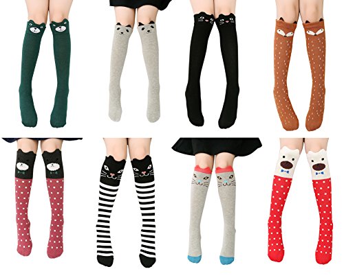 Color City Girls Socks Knee High Stockings Cartoon Animal Warm Cotton Socks Assorted 8 Colors - Thumbnail 4